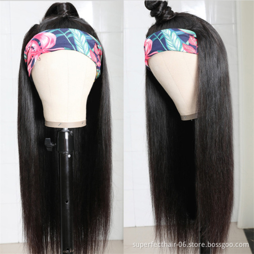 Virgin Indian Straight Cuticle Aligned Hair Head band Human Hair Wig Curly Water Loose Deep Wave Headband Wigs For Black Women